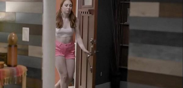 Redhead teen babysitter Arietta Adams ask love advice from her horny employer and ended up with a hot ANAL sex with him.
